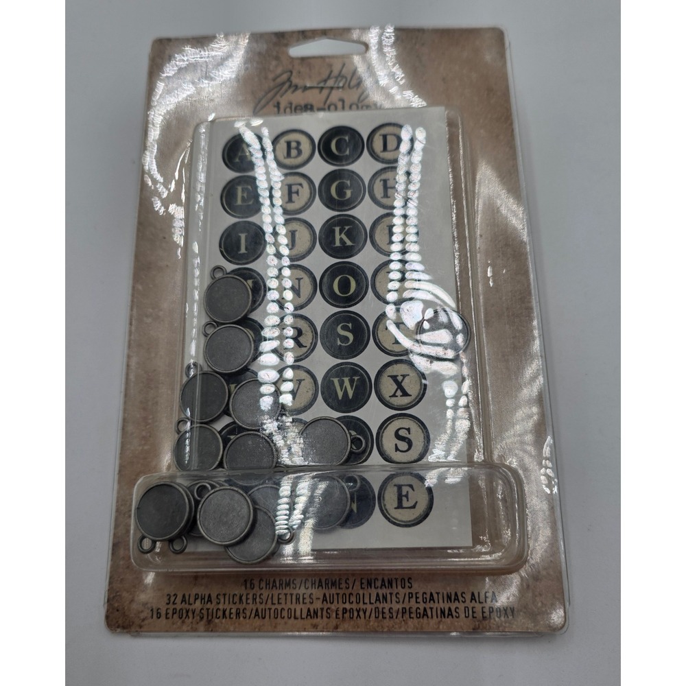 Tim Holtz Idea-ology Type Charms Alphabet Stickers & Epoxy Set NEW